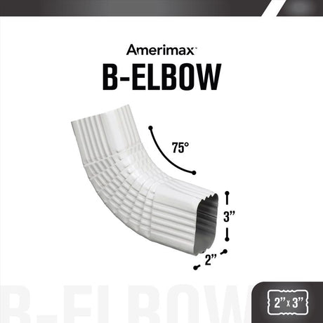 Amerimax 2 in. H X 3 in. W X 17 in. L White Aluminum B Gutter Elbow