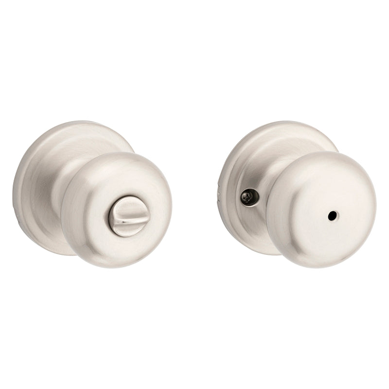 Kwikset Signature Series 730J 15 CP Privacy Lockset, 2-3/8 in Dia Knob, 2-5/8 in H x 2-5/8 in W Dimensions, Satin Nickel