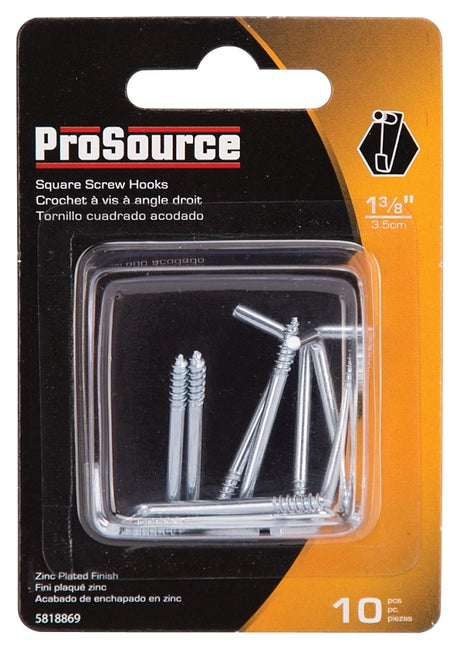 ProSource LR-399-PS Screw Hook, 3/8 in Opening, 3 mm Thread, 1-3/8 in L, Steel, Zinc