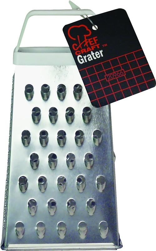 Chef Craft 21387 Grater, 3-1/2 in OAW, 8 in OAH, Plastic/Stainless Steel, White
