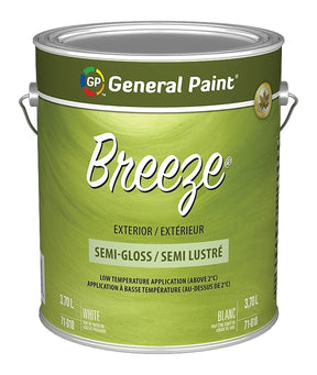 General Paint Breeze 71-010-16 Exterior Paint, Semi-Gloss, White, 1 gal, Pack of 4