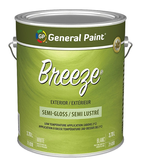 General Paint Breeze 71-010-16 Exterior Paint, Semi-Gloss, White, 1 gal, Pack of 4