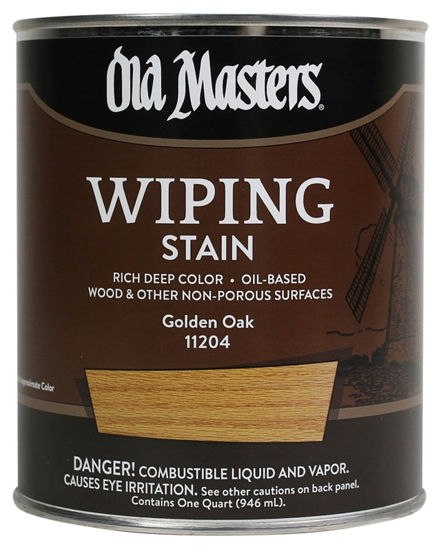 Old Masters 11204 Wiping Stain, Golden Oak, Liquid, 1 qt, Can