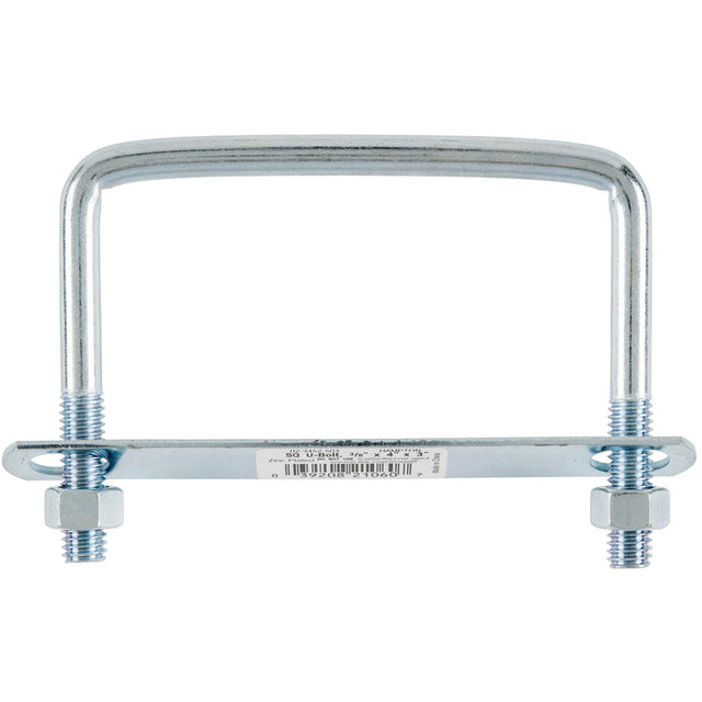 Hampton 3/8 in. X 4 in. W X 3 in. L Coarse Zinc-Plated Steel Square Bend U Bolt, Pack of 10