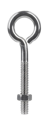Hampton 1/4 in. X 3 in. L Stainless Stainless Steel Eyebolt Nut Included, Pack of 10