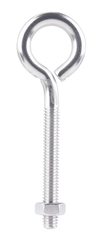Hampton 5/16 in. X 4 in. L Stainless Stainless Steel Eyebolt with Nut Nut Included, Pack of 5