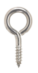 Hampton 9/32 in. D X 2-5/16 in. L Polished Stainless Steel Screw Eye 120 lb. cap. 1 pk, Pack of 20
