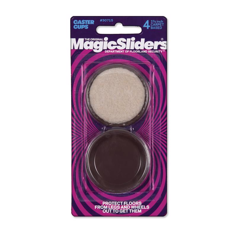 Magic Sliders Plastic Caster Cup Brown Round 1-5/8 in. W X 1-5/8 in. L 4 pk, Pack of 6