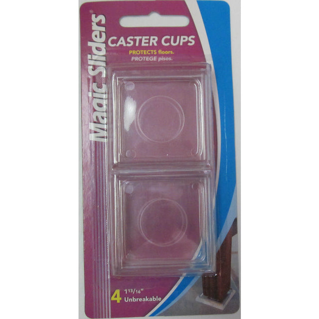 Magic Sliders Plastic Caster Cup Clear Square 1-13/16 in. W X 1-13/16 in. L 4 pk, Pack of 6