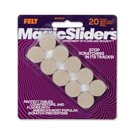 Magic Sliders Felt Self Adhesive Protective Pads Oatmeal Round 3/4 in. W X 3/4 in. L 20 pk, Pack of 6