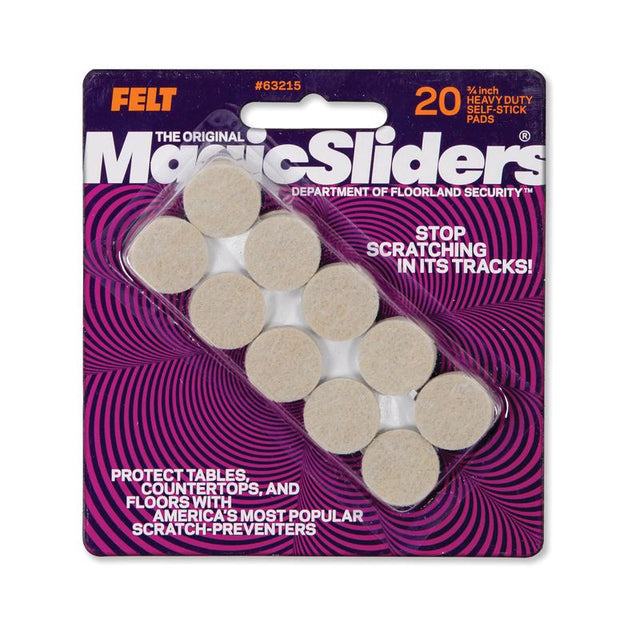 Magic Sliders Felt Self Adhesive Protective Pads Oatmeal Round 3/4 in. W X 3/4 in. L 20 pk, Pack of 6