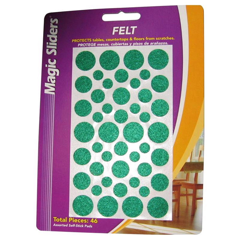 Magic Sliders Felt Self Adhesive Protective Pads Green Round 46 pk, Pack of 6