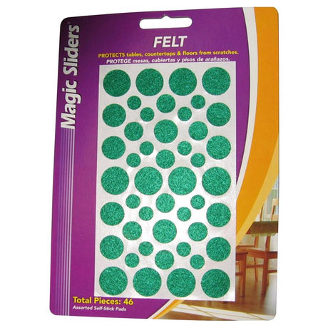 Magic Sliders Felt Self Adhesive Protective Pads Green Round 46 pk, Pack of 6