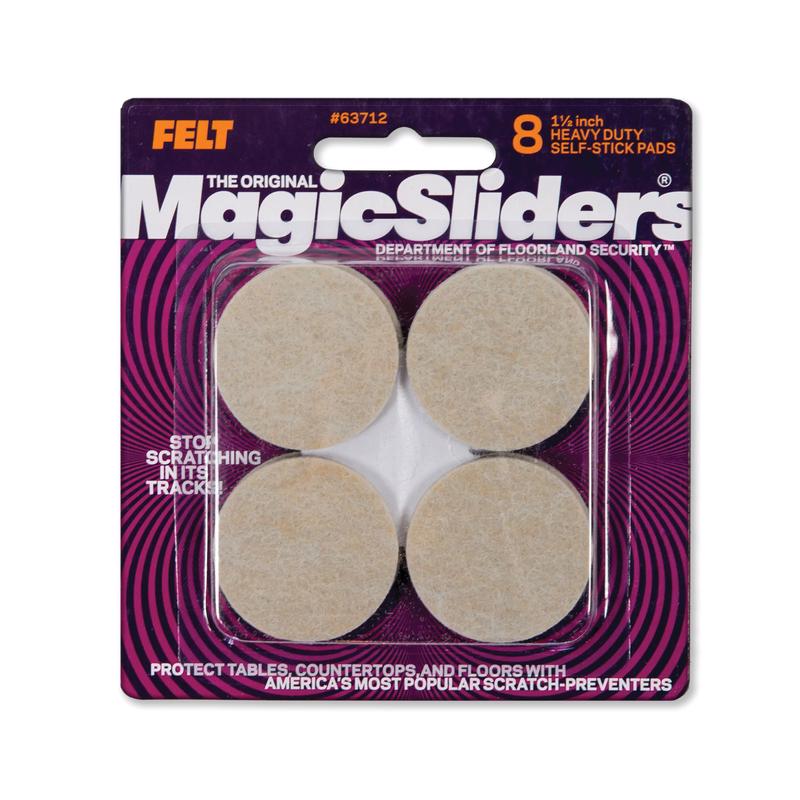 Magic Sliders Felt Self Adhesive Protective Pads Oatmeal Round 1-1/2 in. W X 1-1/2 in. L 8 pk, Pack of 6