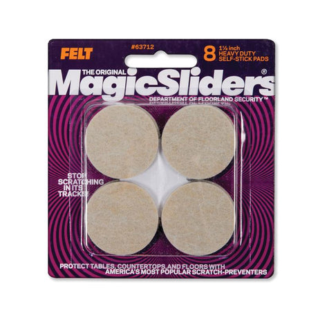 Magic Sliders Felt Self Adhesive Protective Pads Oatmeal Round 1-1/2 in. W X 1-1/2 in. L 8 pk, Pack of 6