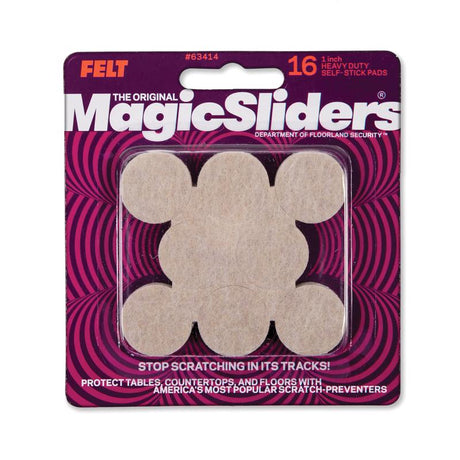Magic Sliders Felt Self Adhesive Protective Pads Oatmeal Round 1 in. W X 1 in. L 16 pk, Pack of 6