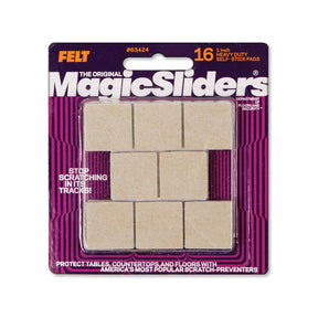 Magic Sliders Felt Self Adhesive Caster Cup Oatmeal Square 1 in. W X 1 in. L 16 pk, Pack of 6