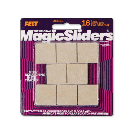 Magic Sliders Felt Self Adhesive Caster Cup Oatmeal Square 1 in. W X 1 in. L 16 pk, Pack of 6