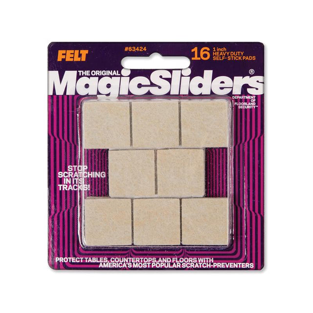 Magic Sliders Felt Self Adhesive Caster Cup Oatmeal Square 1 in. W X 1 in. L 16 pk, Pack of 6