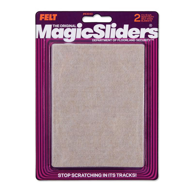 Magic Sliders Felt Self Adhesive Protective Pads Tan Rectangle 6 in. W X 4-1/2 in. L 2 pk, Pack of 6