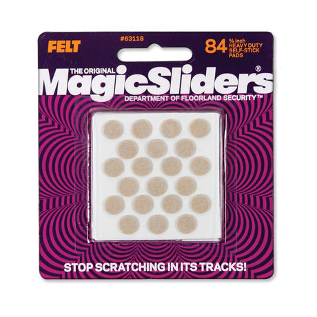 Magic Sliders Felt Self Adhesive Protective Pads Oatmeal Round 3/8 in. W X 3/8 in. L 84 pk, Pack of 6