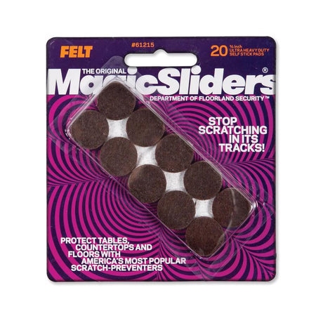 Magic Sliders Felt Self Adhesive Protective Pads Brown Round 3/4 in. W X 3/4 in. L 20 pk, Pack of 6