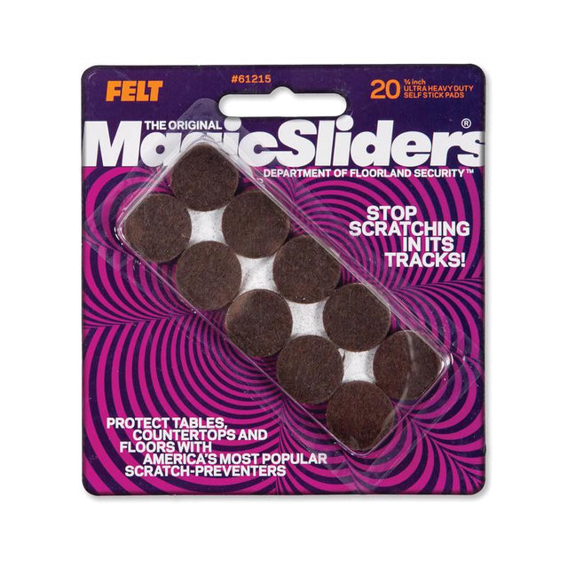 Magic Sliders Felt Self Adhesive Protective Pads Brown Round 3/4 in. W X 3/4 in. L 20 pk, Pack of 6