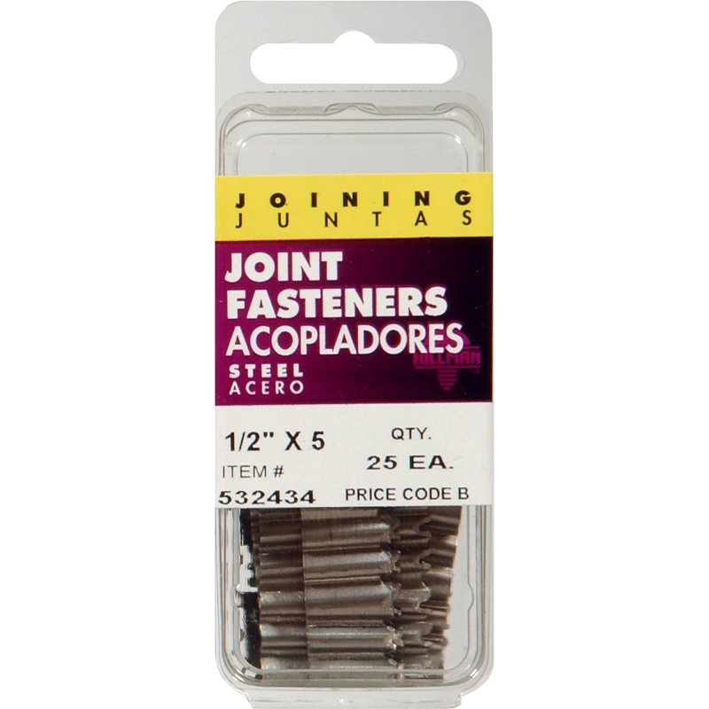 Hillman 532434 Joint Fastener, #5, Steel, Bright, 25/PK, Pack of 6
