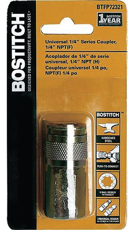 Bostitch BTFP72321 Coupler, 1/4 in, FNPT, Steel, Plated