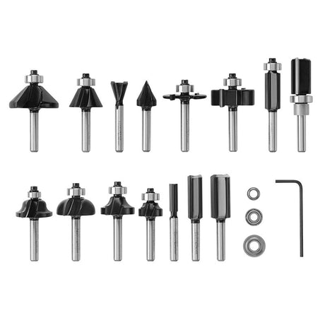 Bosch RBS015MBS Router Bit Set, 1/4 in Dia Shank, Carbide