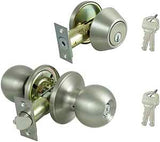 ProSource B3PB1-PS Deadbolt and Entry Lockset, Turnbutton Lock, Saturn Design, Satin Nickel, 3 Grade, Stainless Steel, Pack of 2