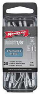 Arrow RSST1/8 Pop Rivet, Short, 1/8 in Grip, 1/8 in L, Stainless Steel, 25/PK