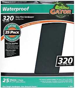 Gator 3282 Sanding Sheet, 11 in L, 9 in W, 320 Grit, Very Fine, Silicon Carbide Abrasive