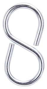 ProSource LR-374-PS S-Hook, 25 lb Working Load, 3.5 mm Dia Wire, Steel, Zinc, Pack of 20