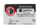 HILLMAN No. 6 X 1-1/4 in. L Phillips Oval Head Sheet Metal Screws 100 pk