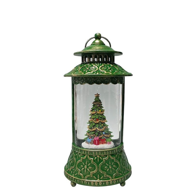 Santas Forest 21030 Christmas Decor, 11 in H, Lantern with Tree Scene, Green, Pack of 6