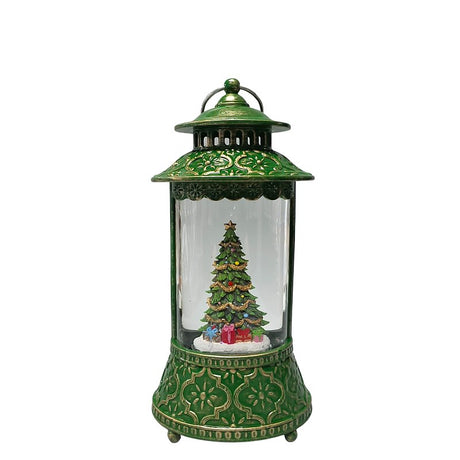 Santas Forest 21030 Christmas Decor, 11 in H, Lantern with Tree Scene, Green, Pack of 6