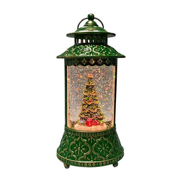 Santas Forest 21030 Christmas Decor, 11 in H, Lantern with Tree Scene, Green, Pack of 6