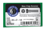 HILLMAN 1/4-20 in. D X 2-1/2 in. L Stainless Steel Hex Head Cap Screw 50 pk