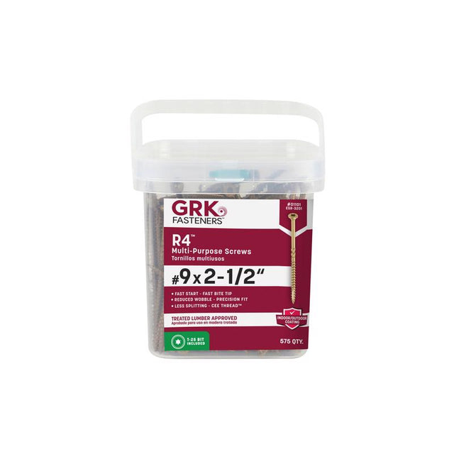 GRK Fasteners No. 9 X 2-1/2 in. L Star Climatek W-Cut Multi-Purpose Screws 575 pk, Pack of 2