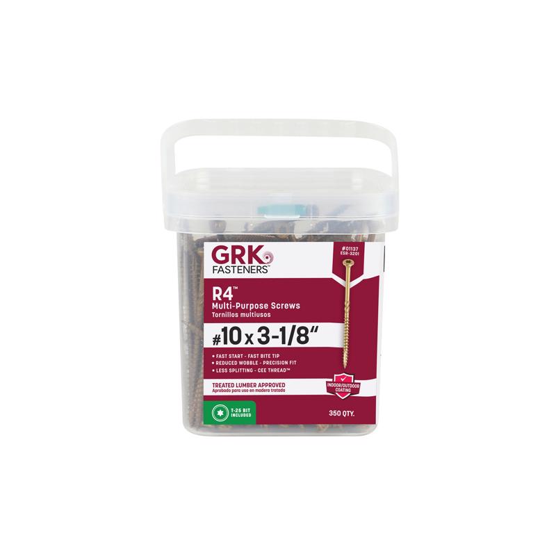 GRK Fasteners R4 No. 10 X 3-1/8 in. L Star Climatek W-Cut Multi-Purpose Screws 350 pk, Pack of 2