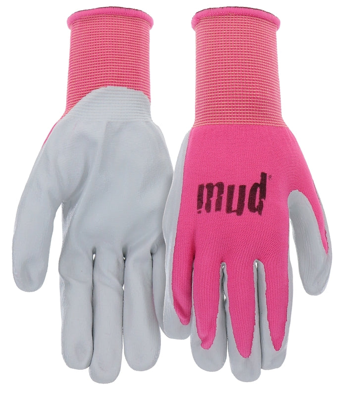 Mud MD31031SP-WXS Gloves, Women's, XS, 8-3/4 in L, Knit Wrist Cuff, Nitrile Coating, Nylon, Pink