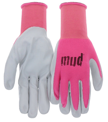 Mud MD31031SP-WXS Gloves, Women's, XS, 8-3/4 in L, Knit Wrist Cuff, Nitrile Coating, Nylon, Pink