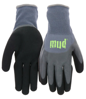 Mud MD32011G-LXL Gloves, Men's, L/XL, 4.4 in L, Knit Wrist Cuff, Latex Coating, Bamboo Fiber, Gray