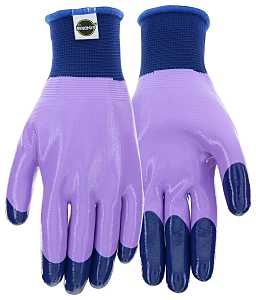 Miracle-Gro MG30856-W-ML Breathable, Multi-Purpose Work Gloves, Women's, M/L, Elastic Knit Cuff, Nitrile Coating, Purple
