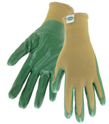 Scotts SC37121/L3P Coated Gloves, L, Knit Wrist, Seamless Cuff, Nitrile Coating, Beige/Green
