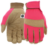 Miracle-Gro MG86205/WSM Garden Gloves, Women's, S/M, Hook and Loop Cuff, Synthetic Leather, Pink/Red