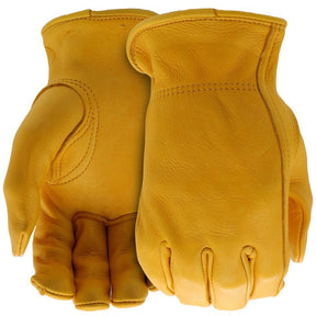 Boss B84081-M Driver Gloves, Men's, M, 7-1/8 to 8 in L, Keystone Thumb, Slip-On Cuff, Deerskin Leather, Gold