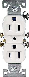 Eaton Wiring Devices 270W Duplex Receptacle, PVC, White, 2-Pole, 15 A, 125 V, Push-in, Side Wiring, NEMA: 5-15R, 3-Wire