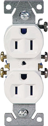 Eaton Wiring Devices 270W Duplex Receptacle, PVC, White, 2-Pole, 15 A, 125 V, Push-in, Side Wiring, NEMA: 5-15R, 3-Wire
